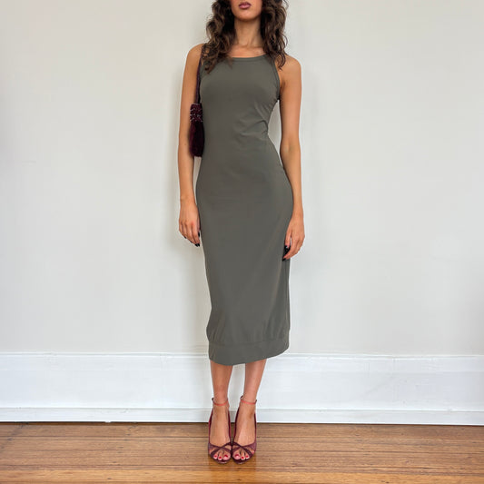 Italian khaki maxi dress - S