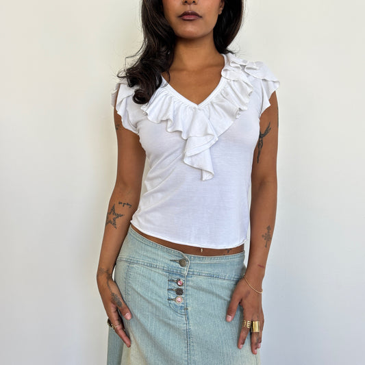 White ruffle top - M