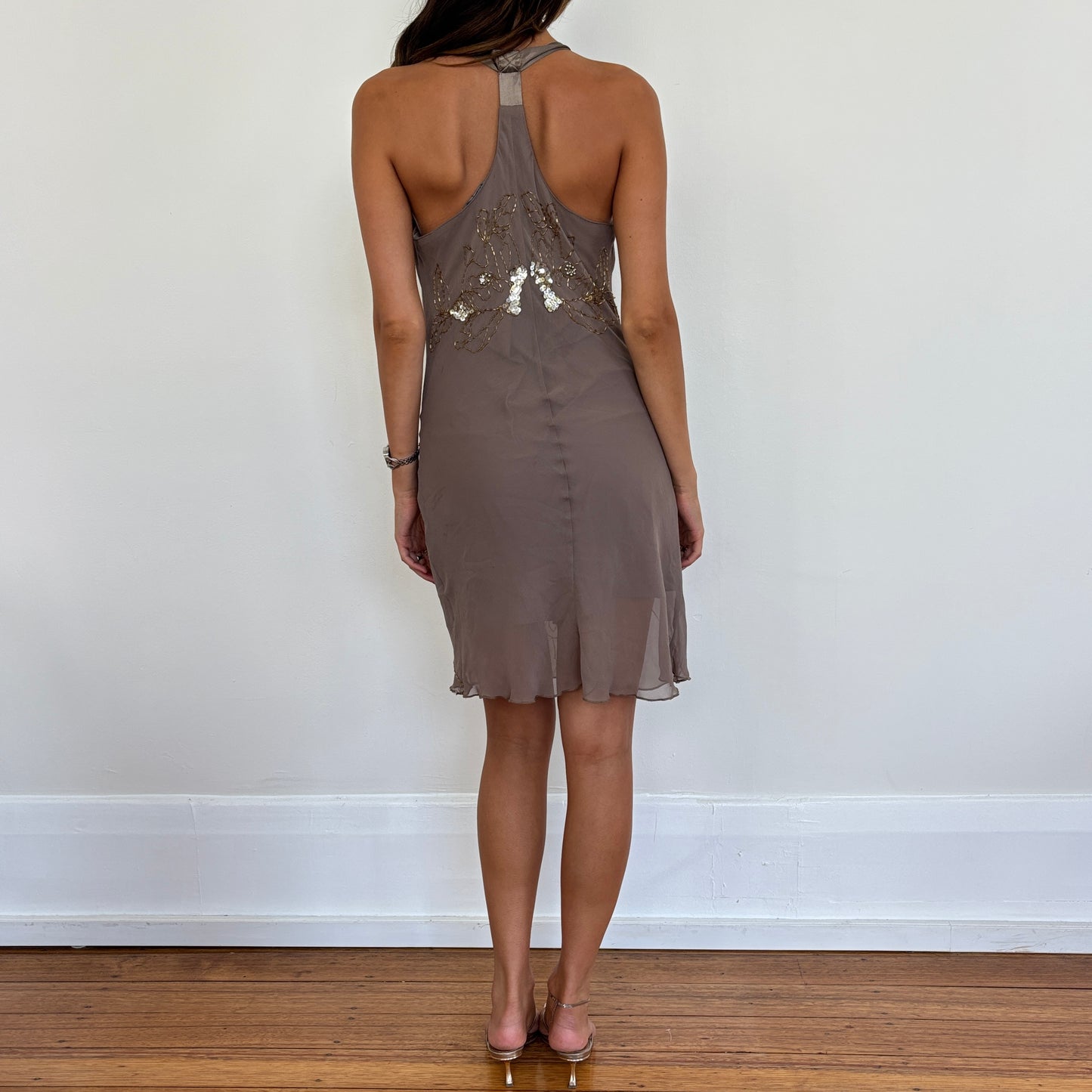 Italian silk beaded dress - S