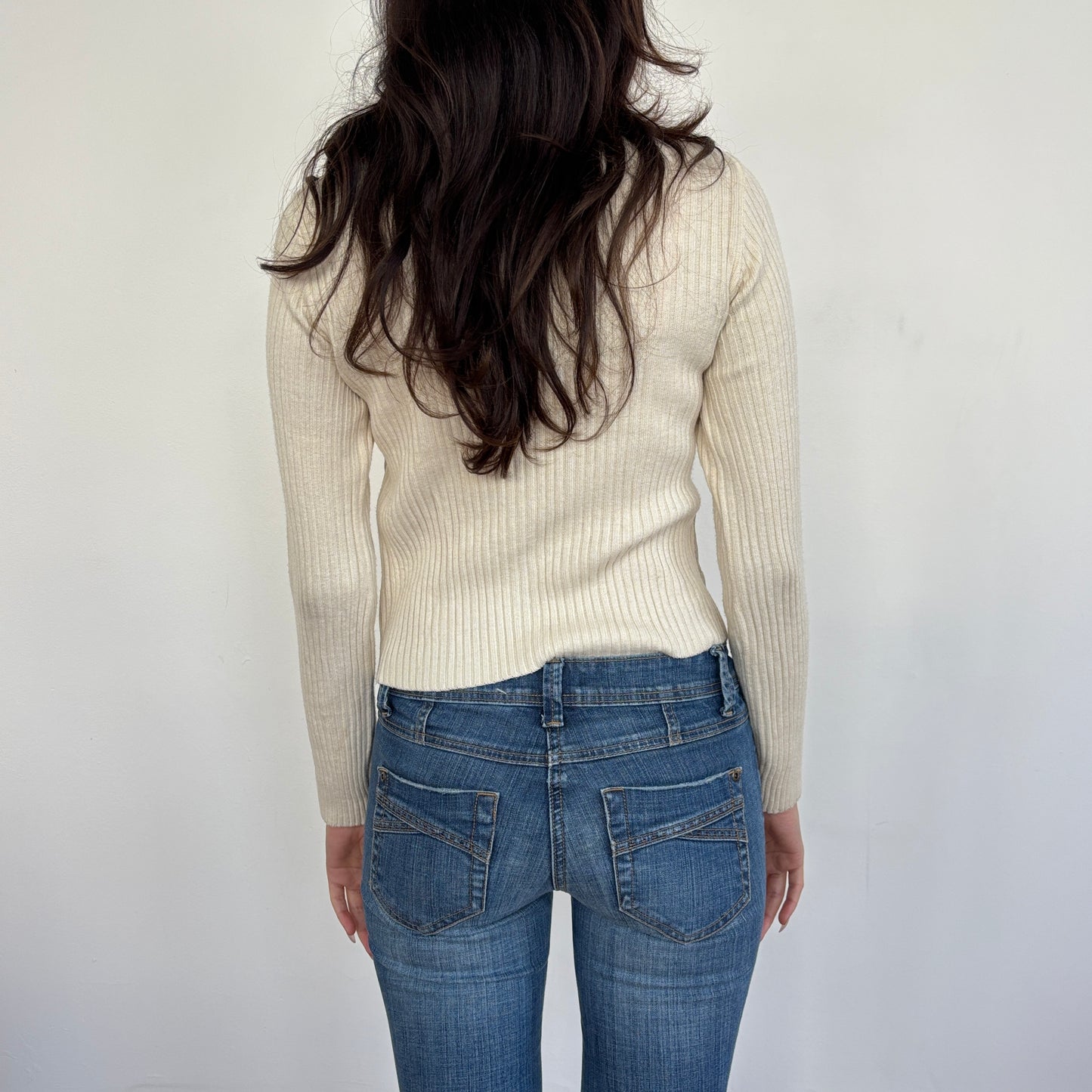 Italian leather detail jumper - S