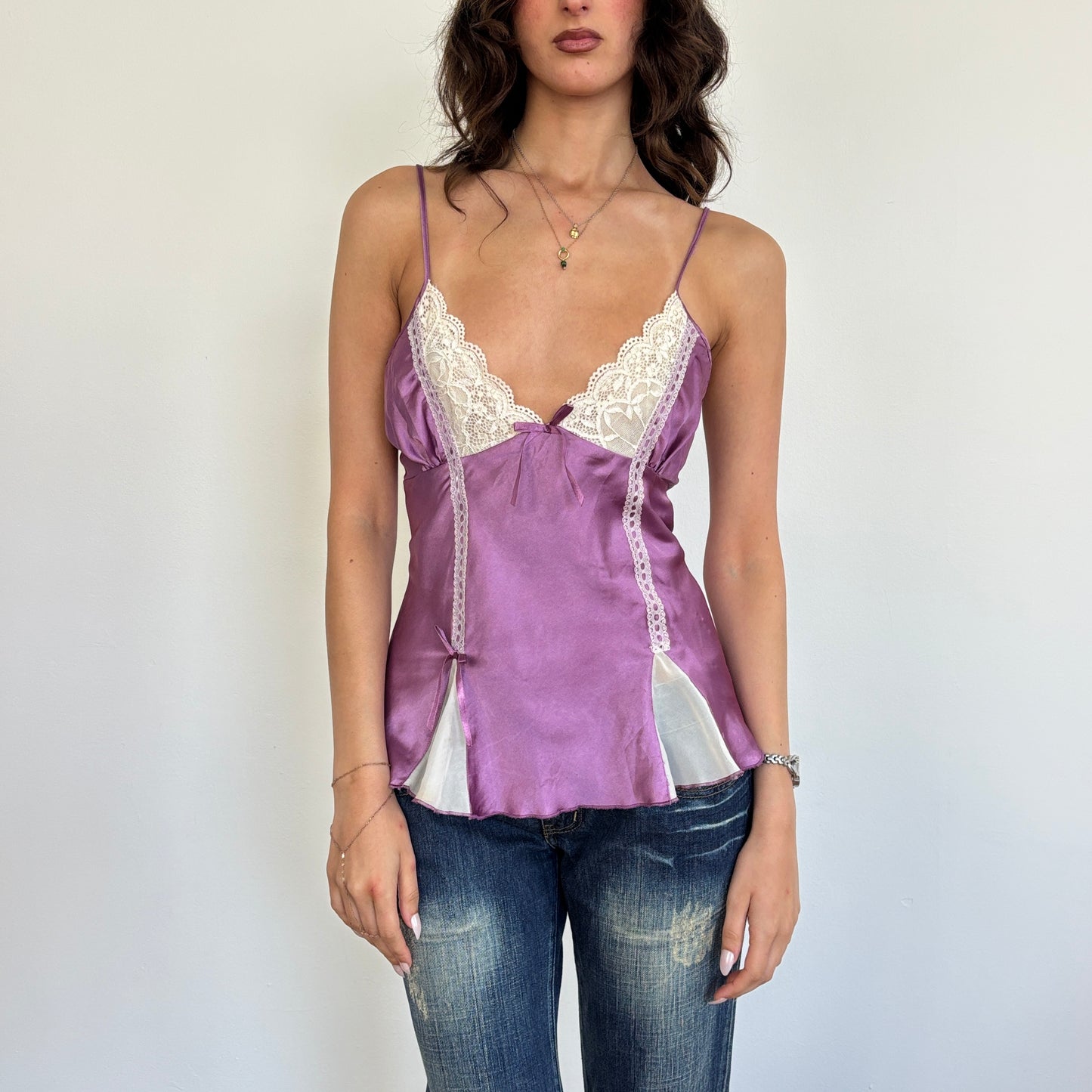 Purple satin cami - M