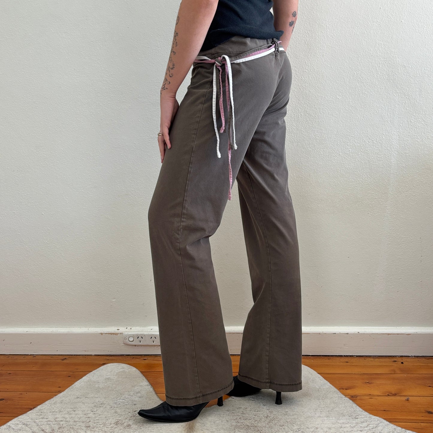 Khaki brown sporty pants - S
