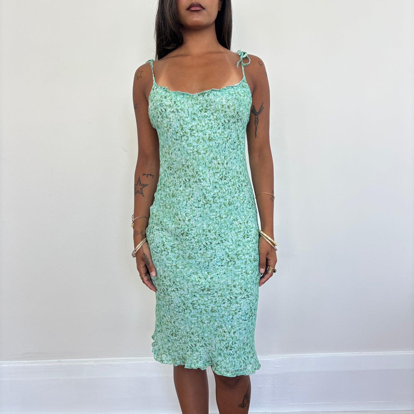 Aqua floral midi dress - XS/S