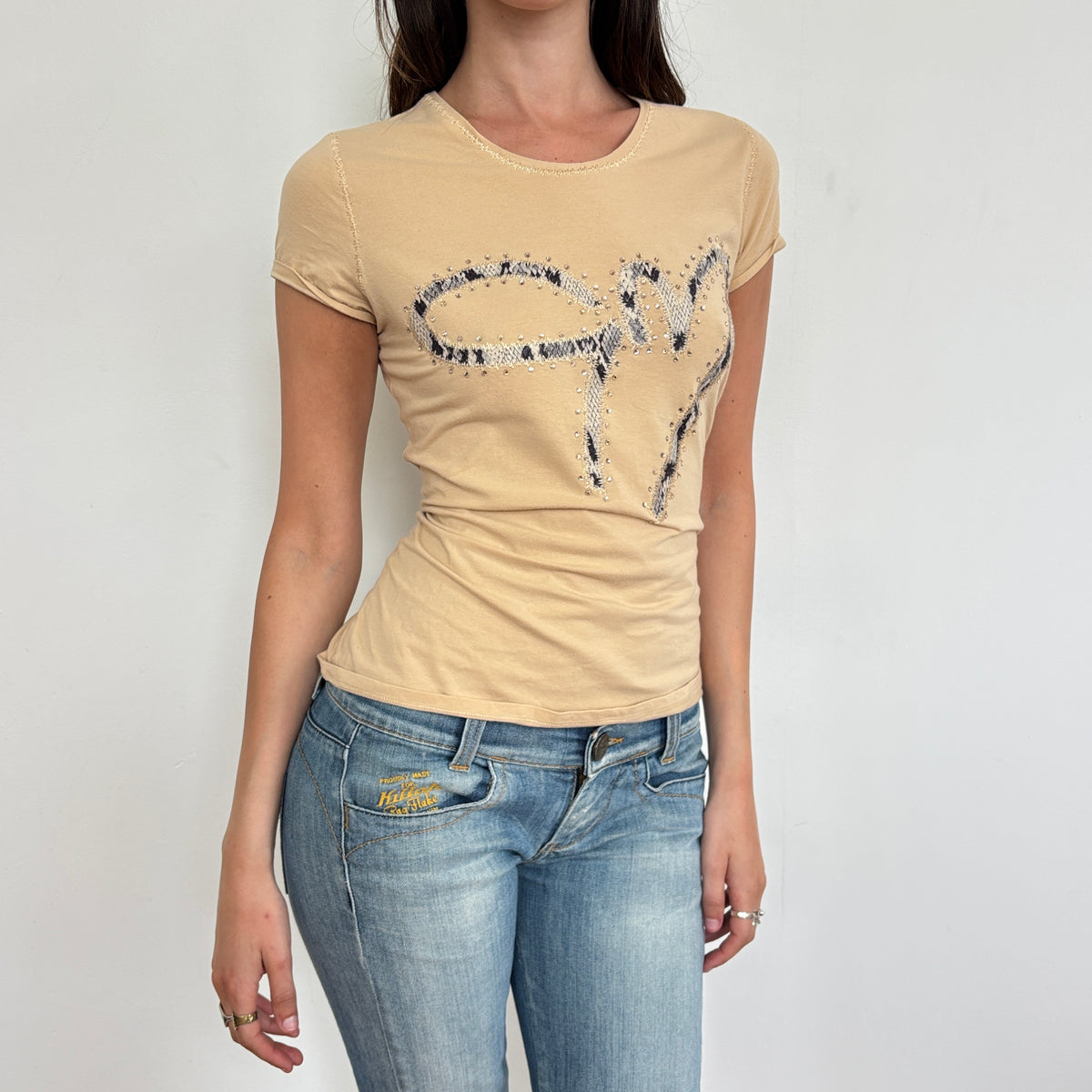 Italian beige top - S/M
