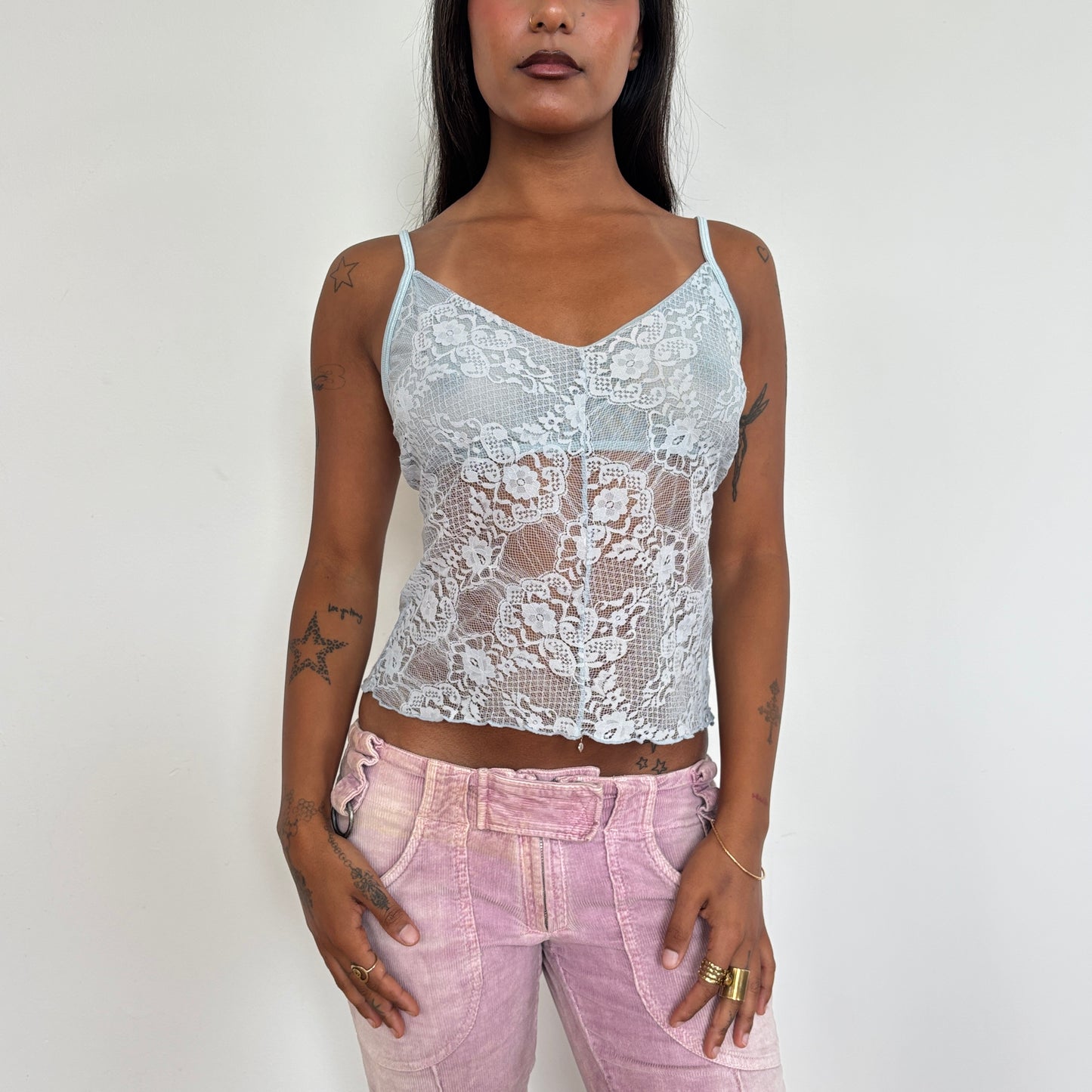 Baby blue lace cami - S/M