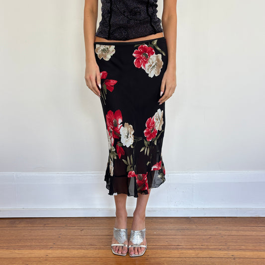 Italian floral midi skirt - S/M