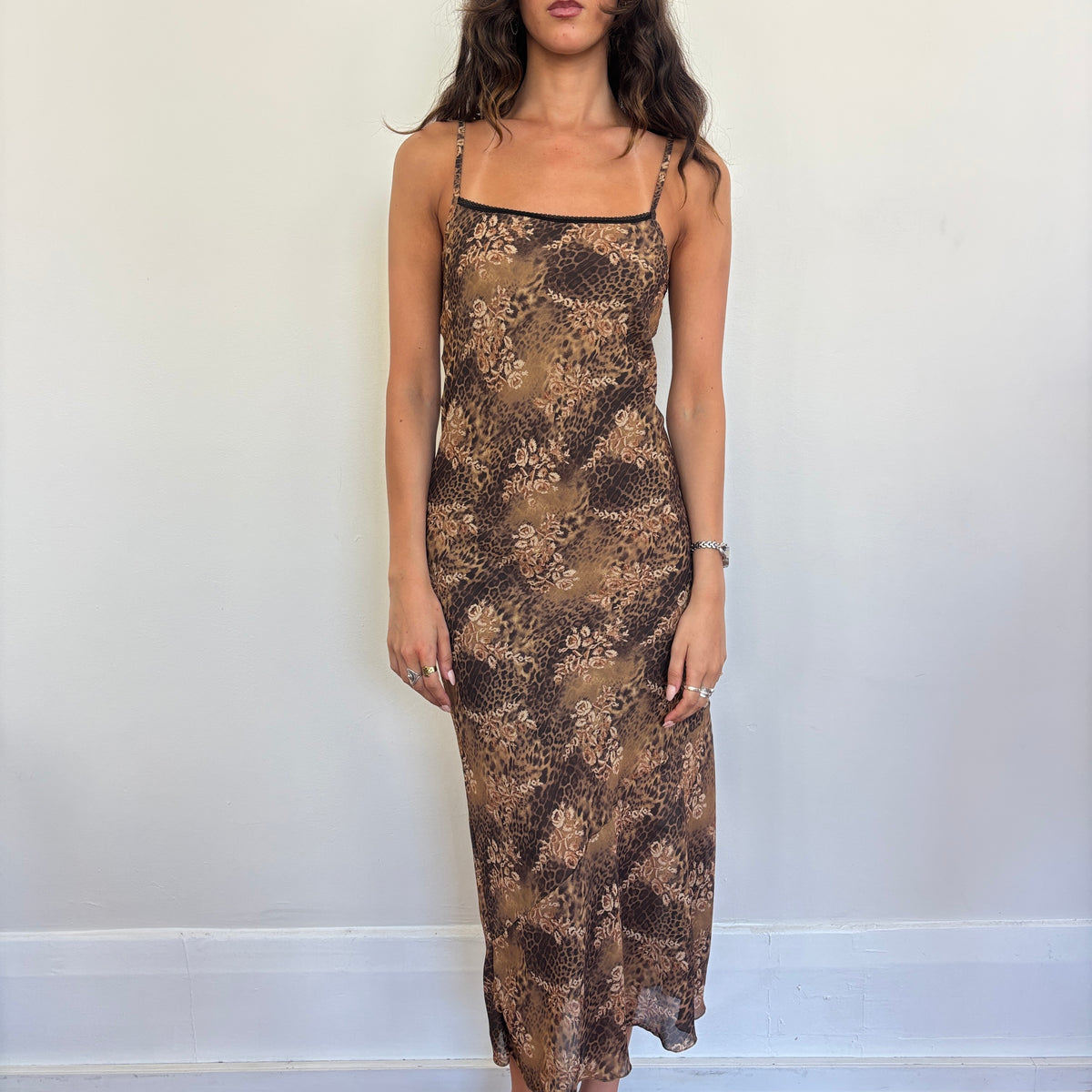 Italian leopard maxi dress - M