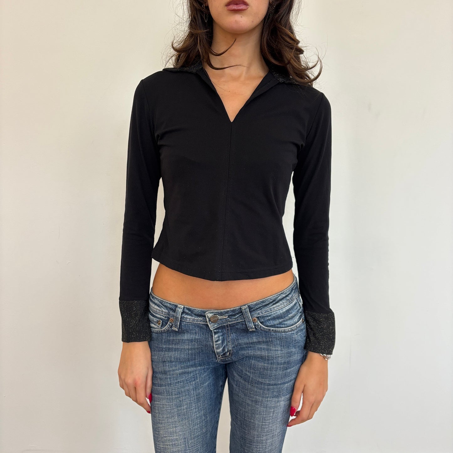 Italian sparkle detail top - S
