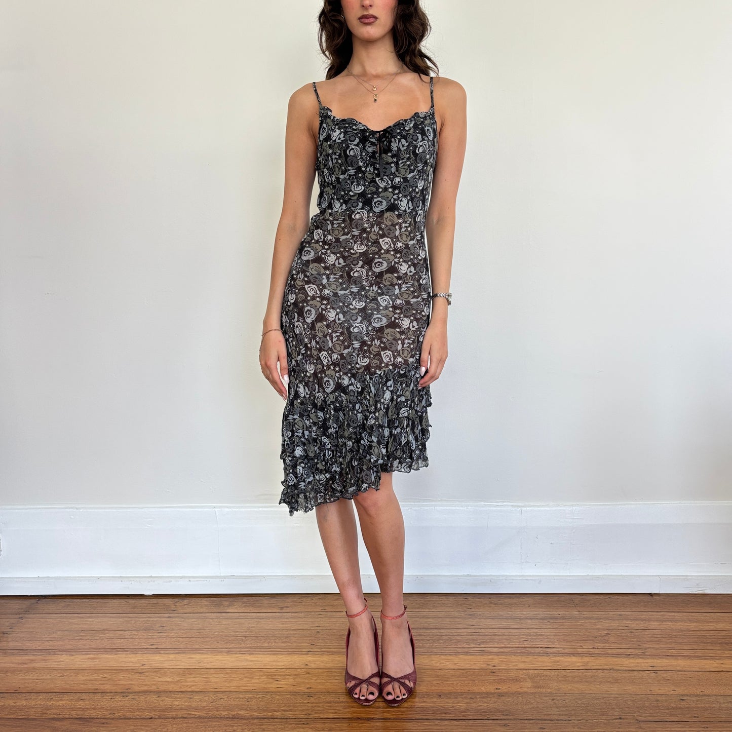 Italian floral ruffle dress - S/M