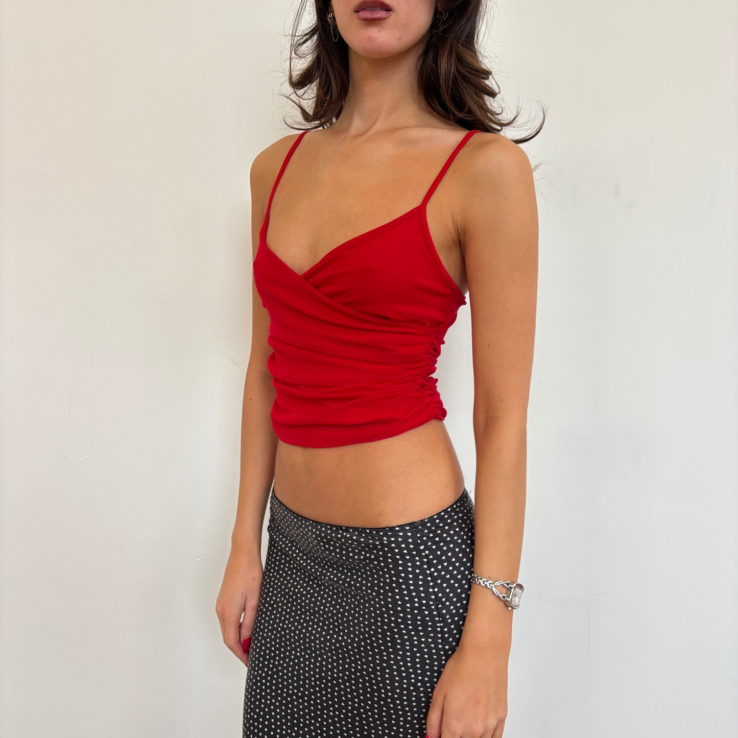 Italian ruched red cami - XS/S
