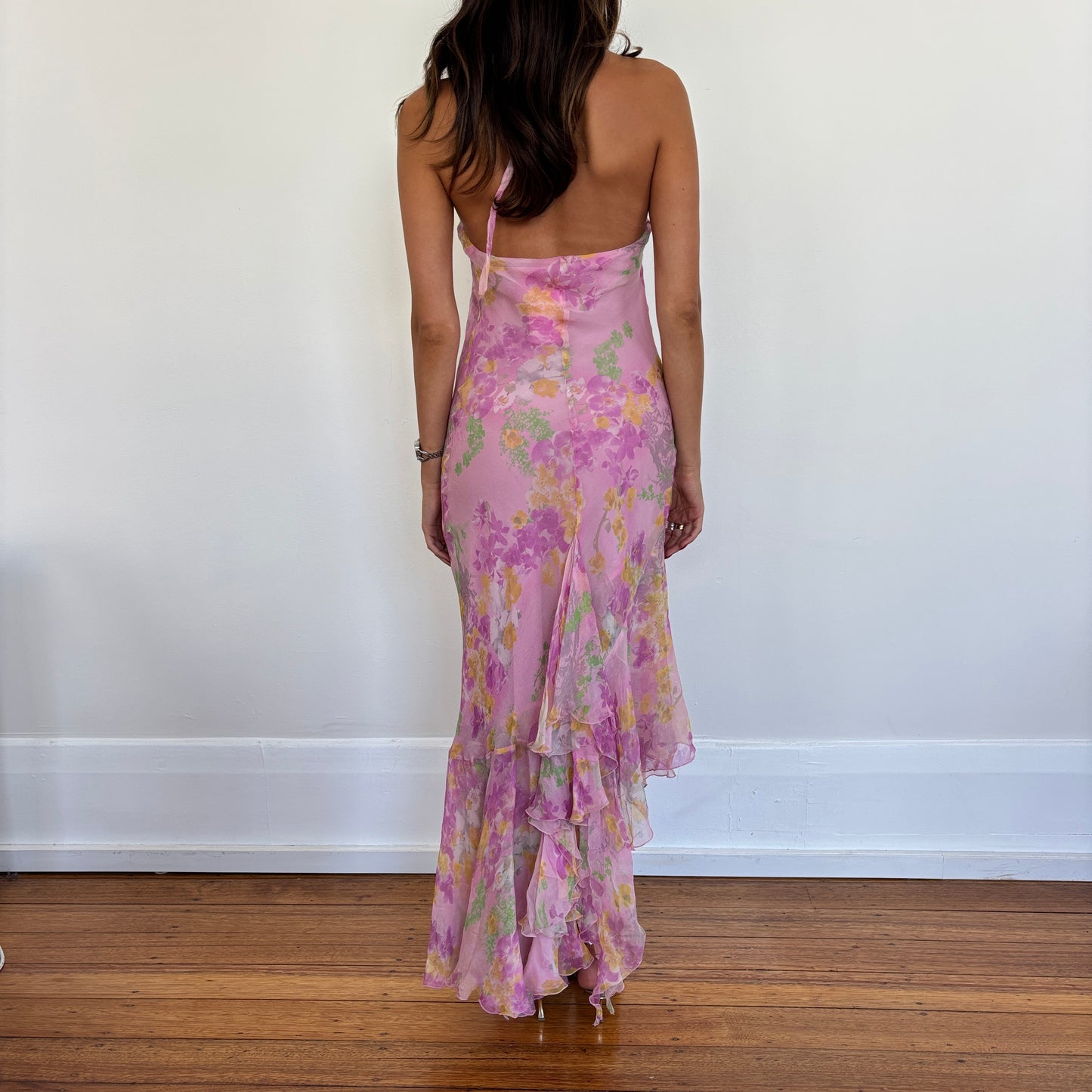 Italian silk floral gown - S