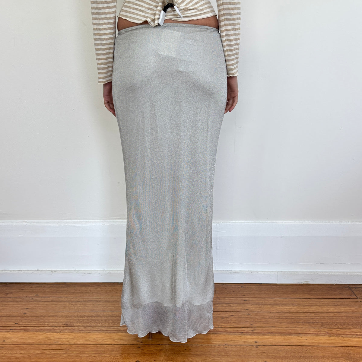 Italian silver maxi skirt - XS