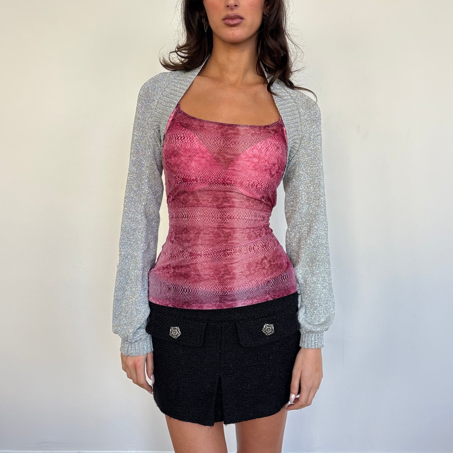 Metallic silver bolero - S/M