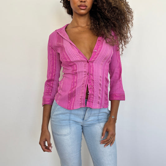 Pink 3/4 sleeve shirt - S