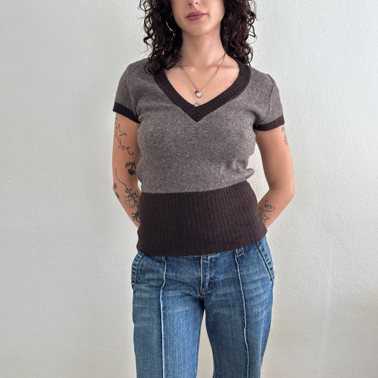 Wool short sleeve top - M