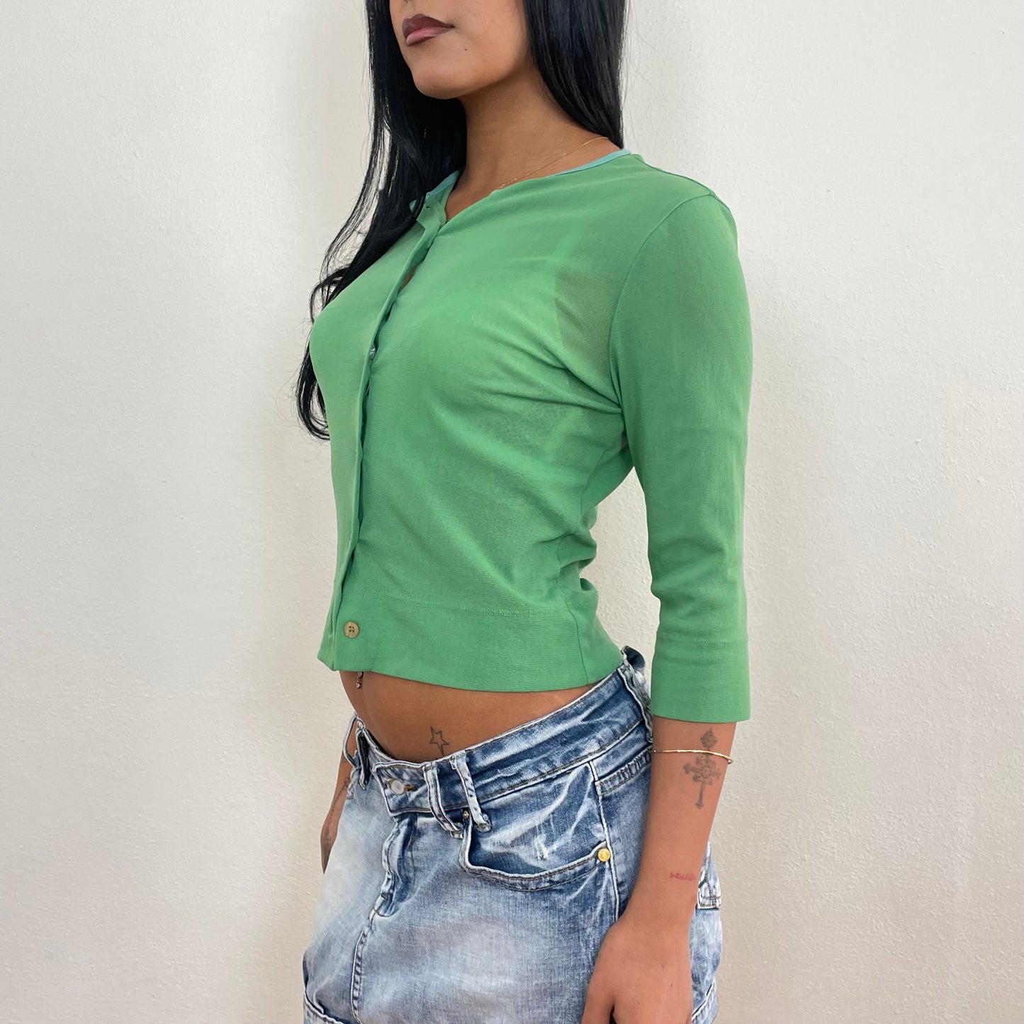 Green 3/4 mesh top - S/M