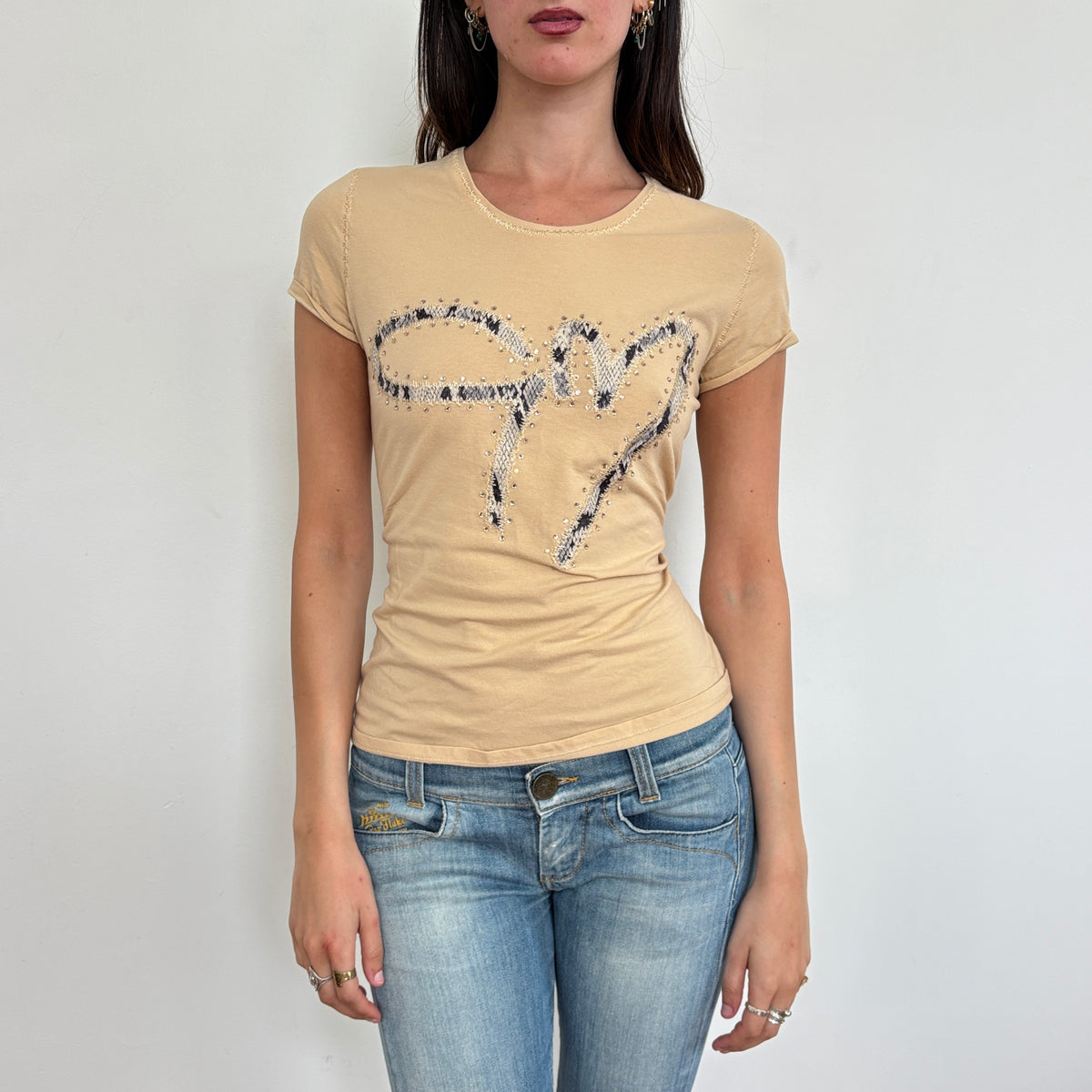 Italian beige top - S/M