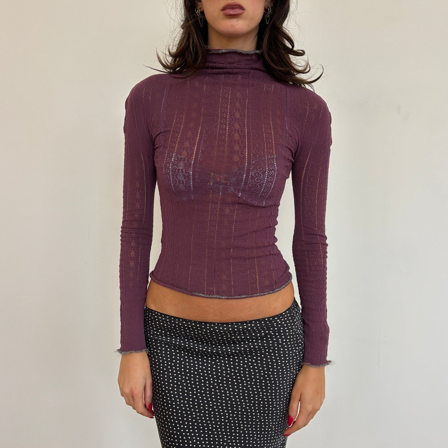 Purple lace long sleeve - XS