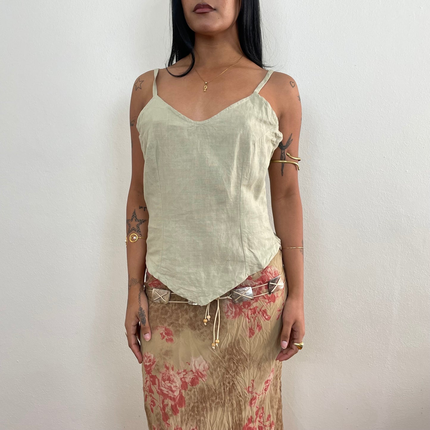 Khaki linen top - S