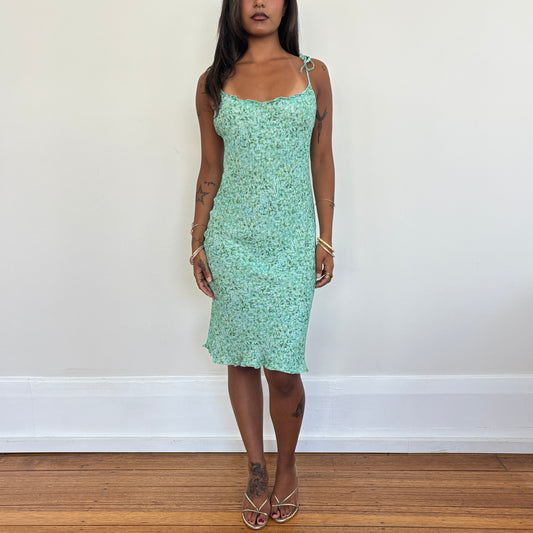 Aqua floral midi dress - XS/S