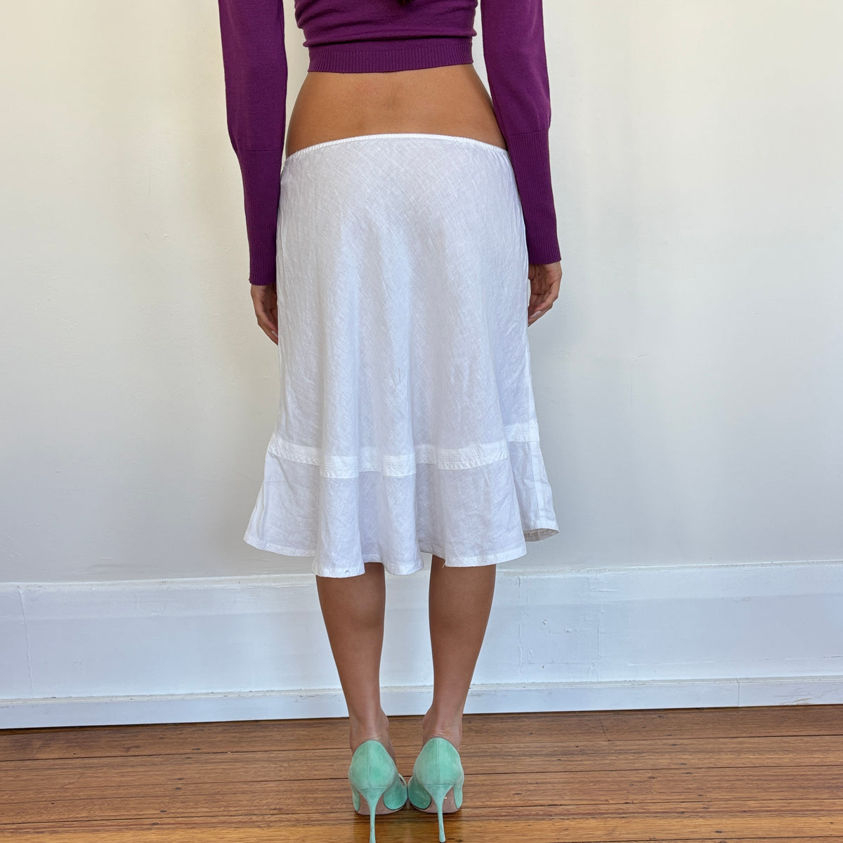 White linen midi skirt - S