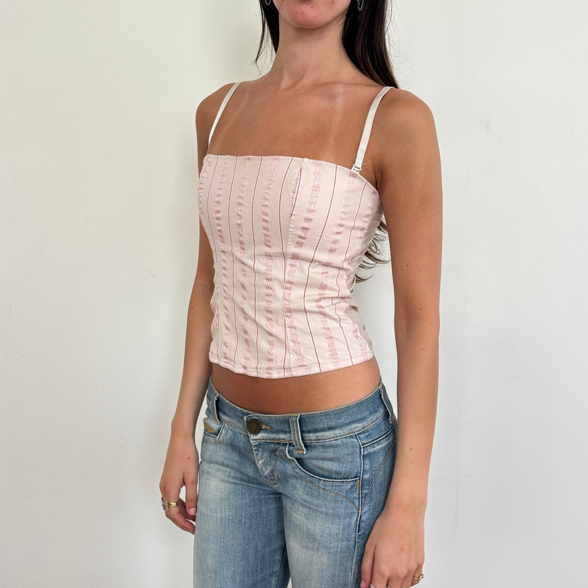 Striped pink corset top - S