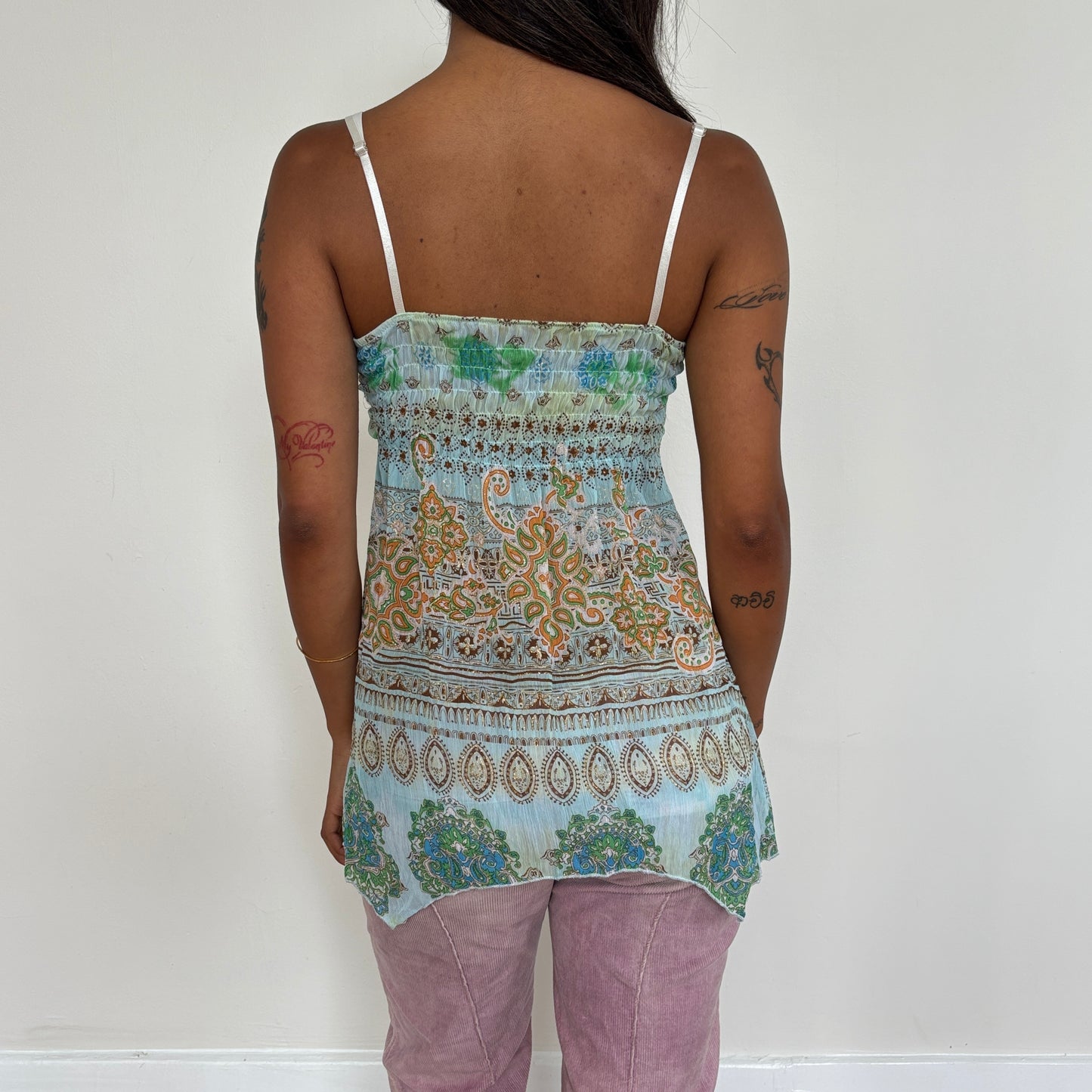 Italian sparkly mesh cami - M