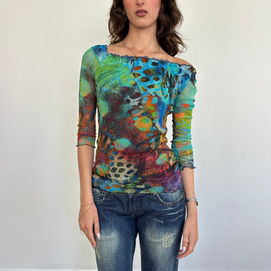 Italian colourful mesh top - S
