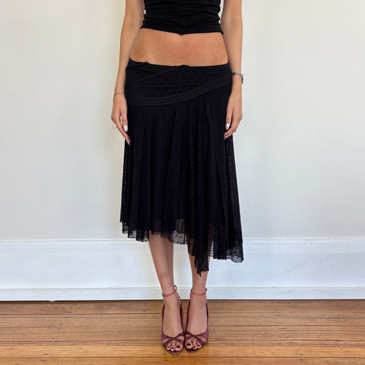 Italian black mesh midi skirt - XS/S