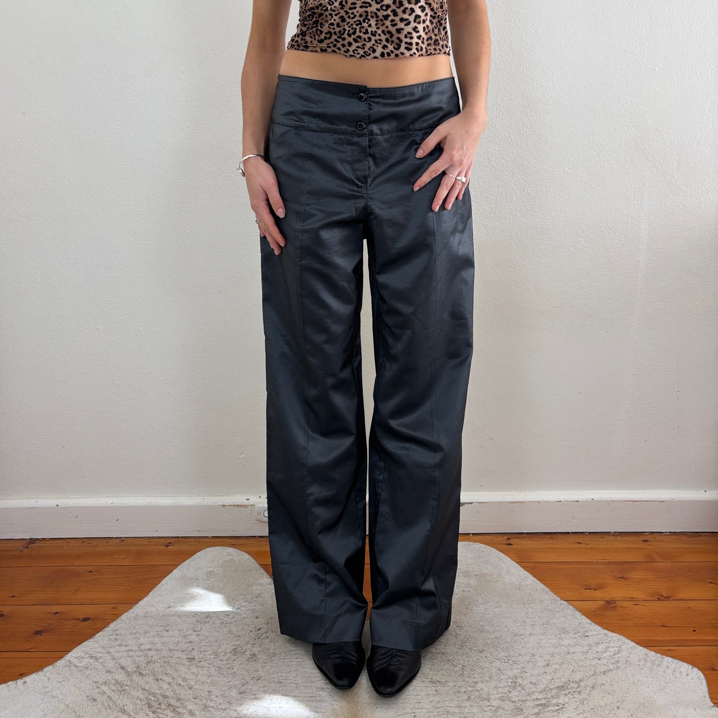 Black wide leg pants - S/M