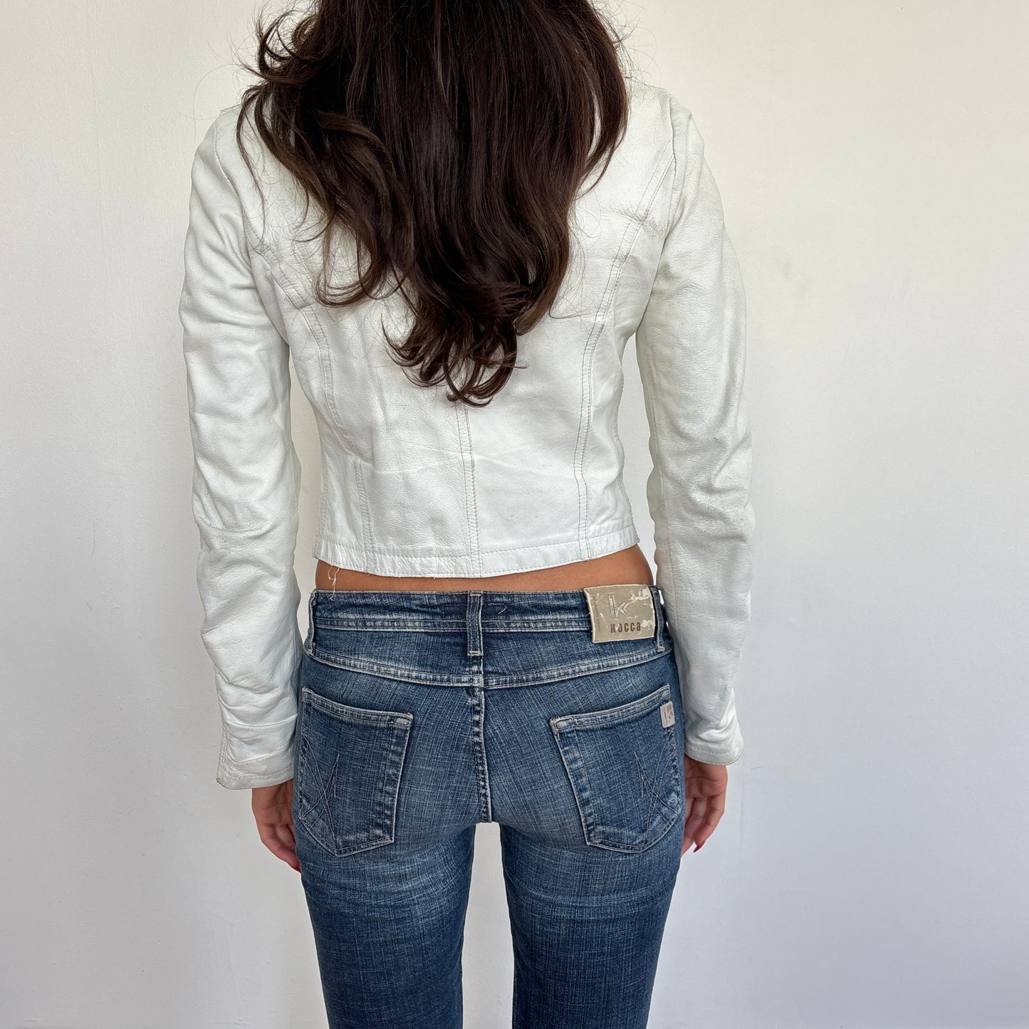 Italian ruched leather jacket - XS