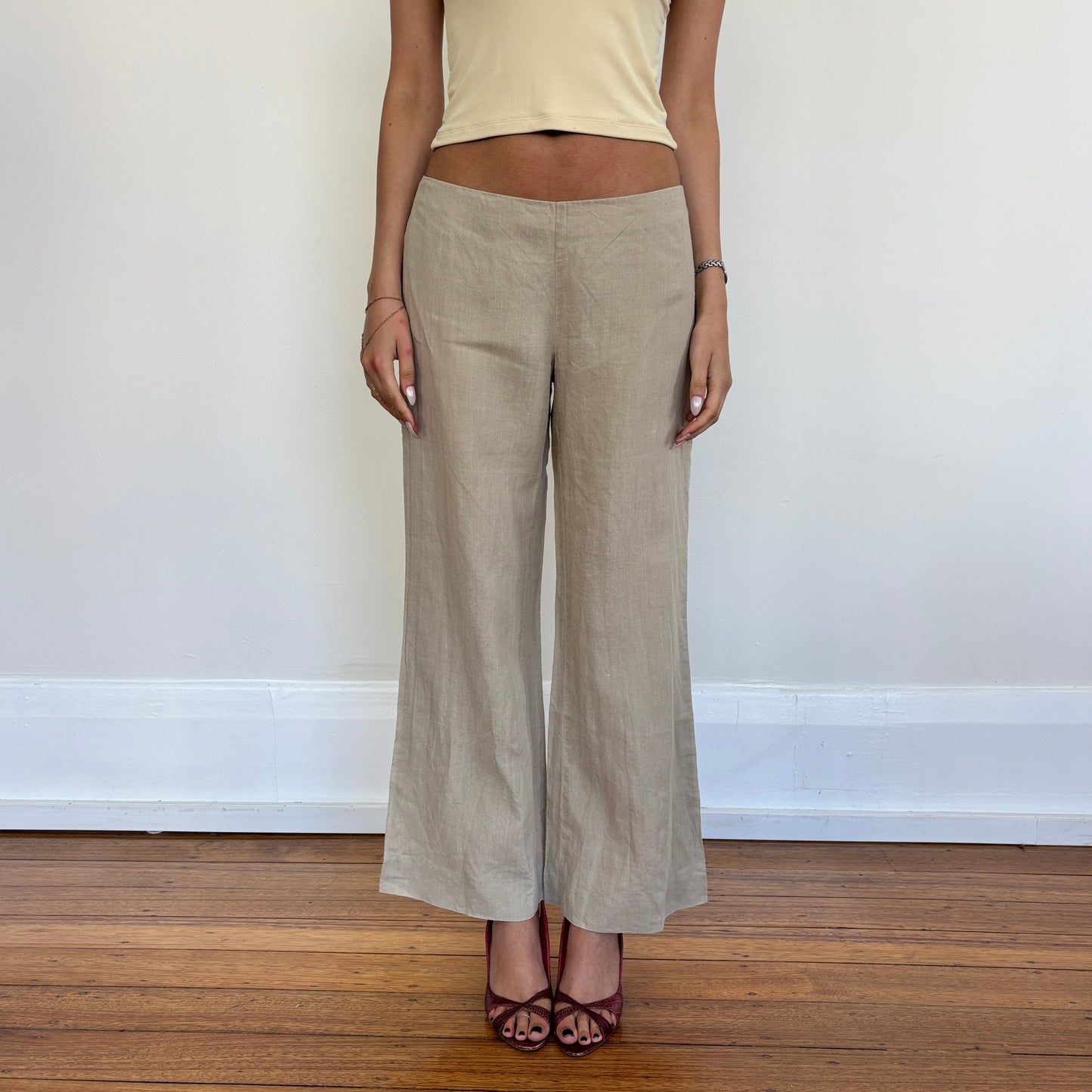 Italian low rise beige pants - XS/S