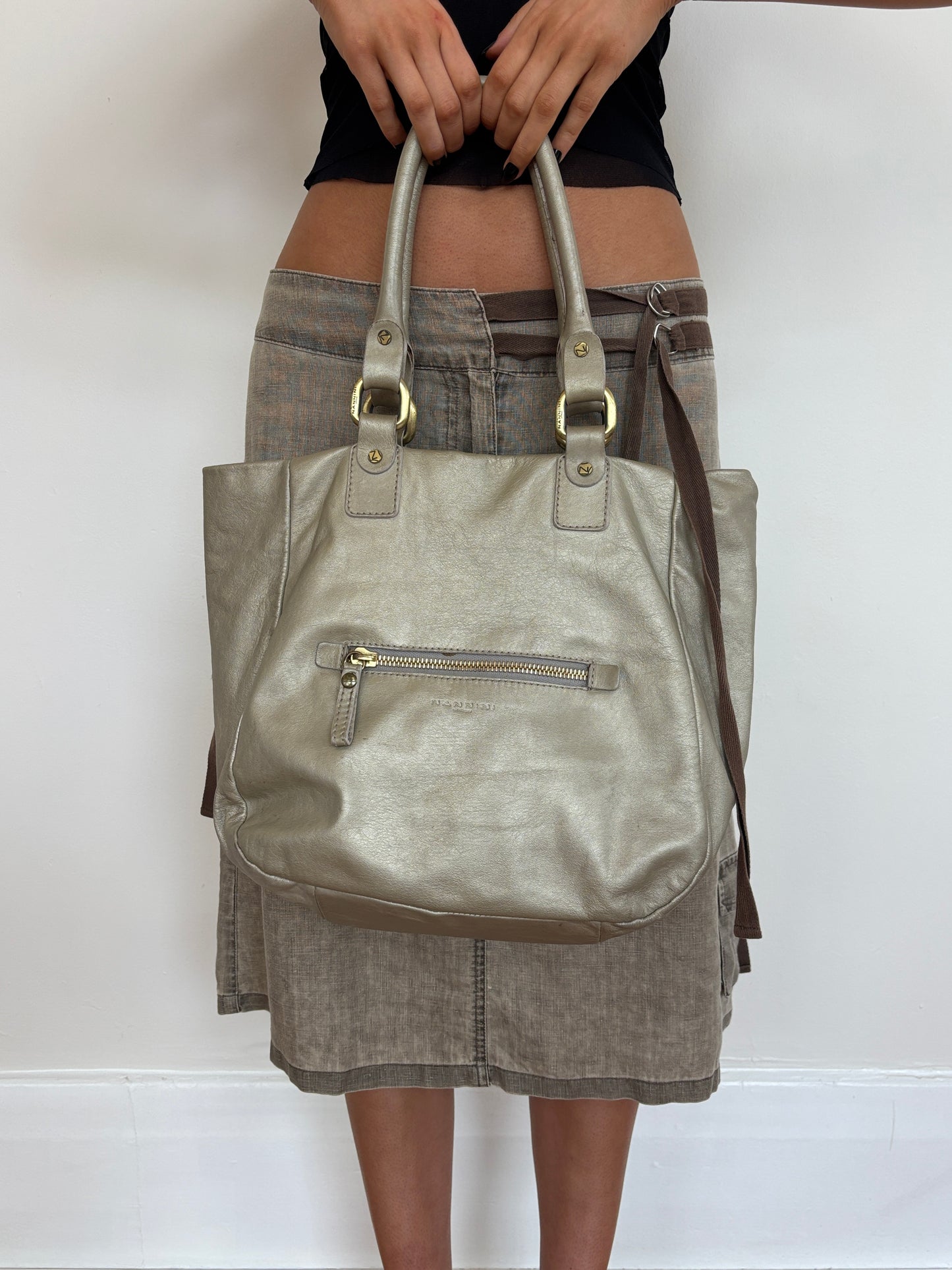 Metallic leather bag