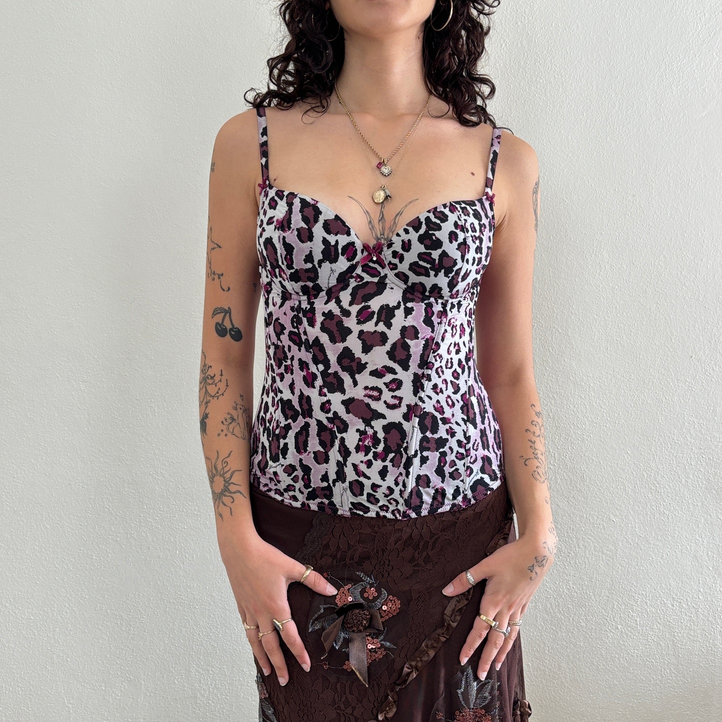 Purple leopard corset - S