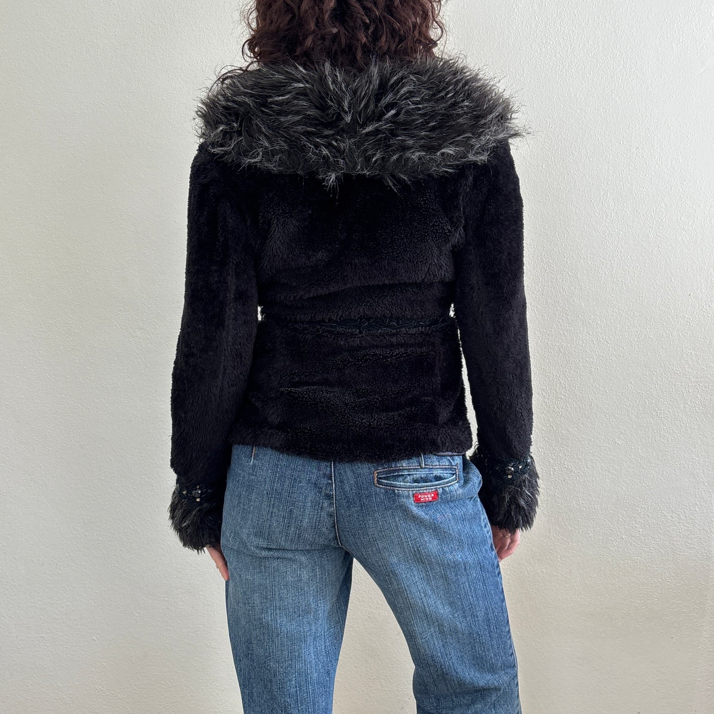 Fur collar zip jumper - S