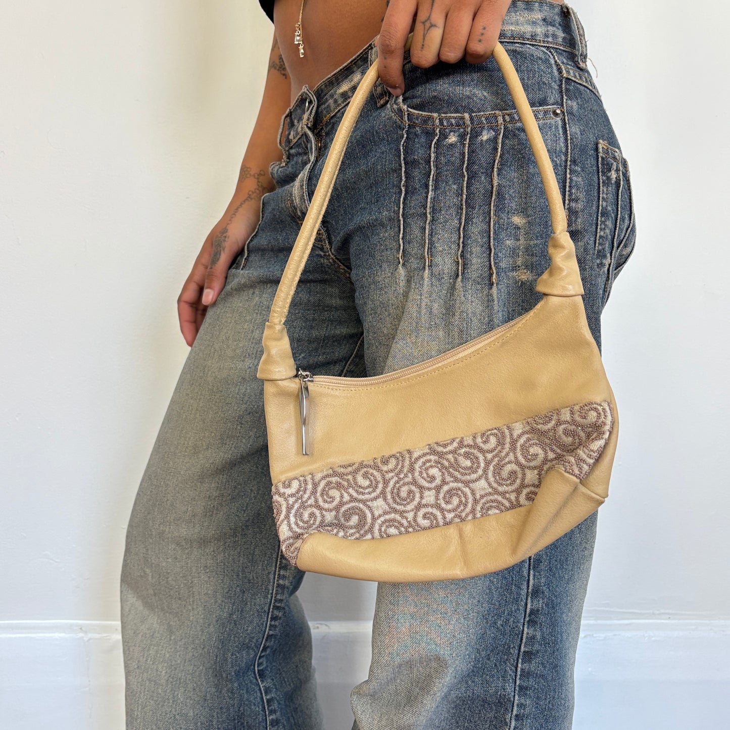 Italian beaded leather bag
