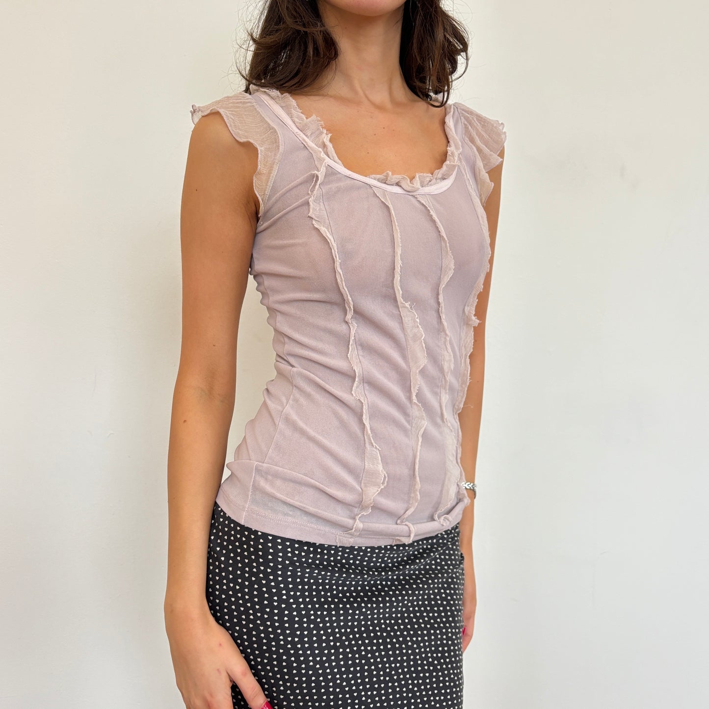 Silk ruffle top - S