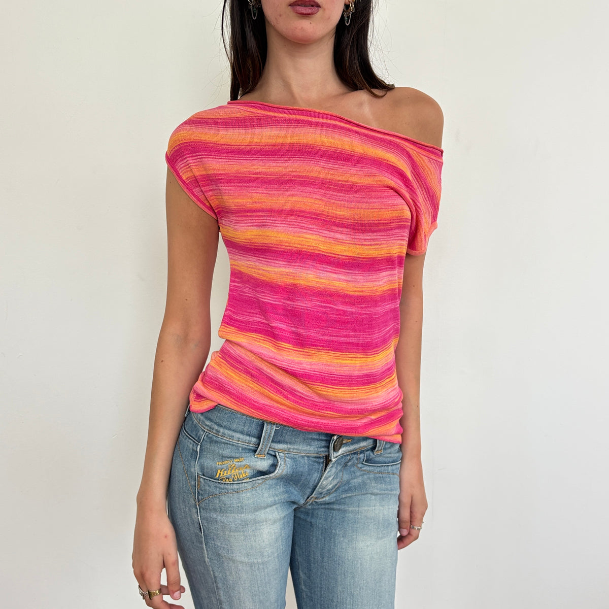 Striped slouchy top - OS