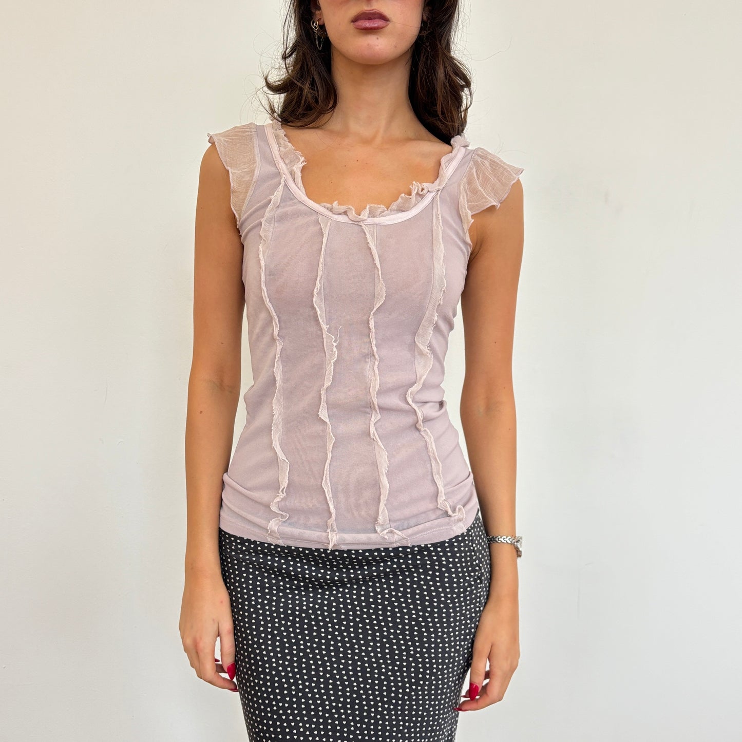 Silk ruffle top - S