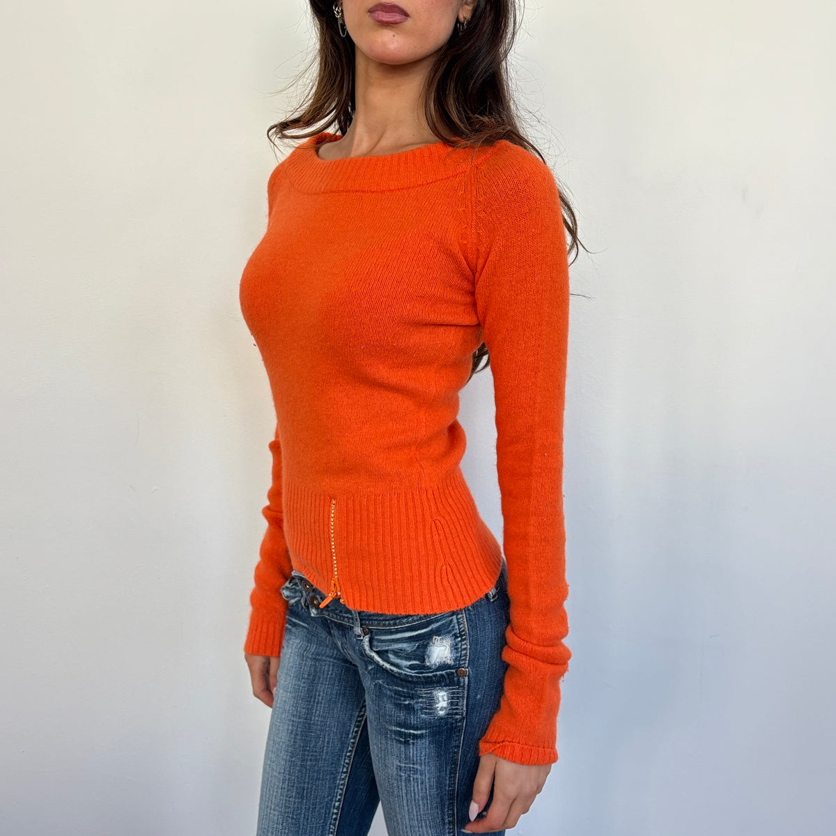 Italian wool orange knit - S