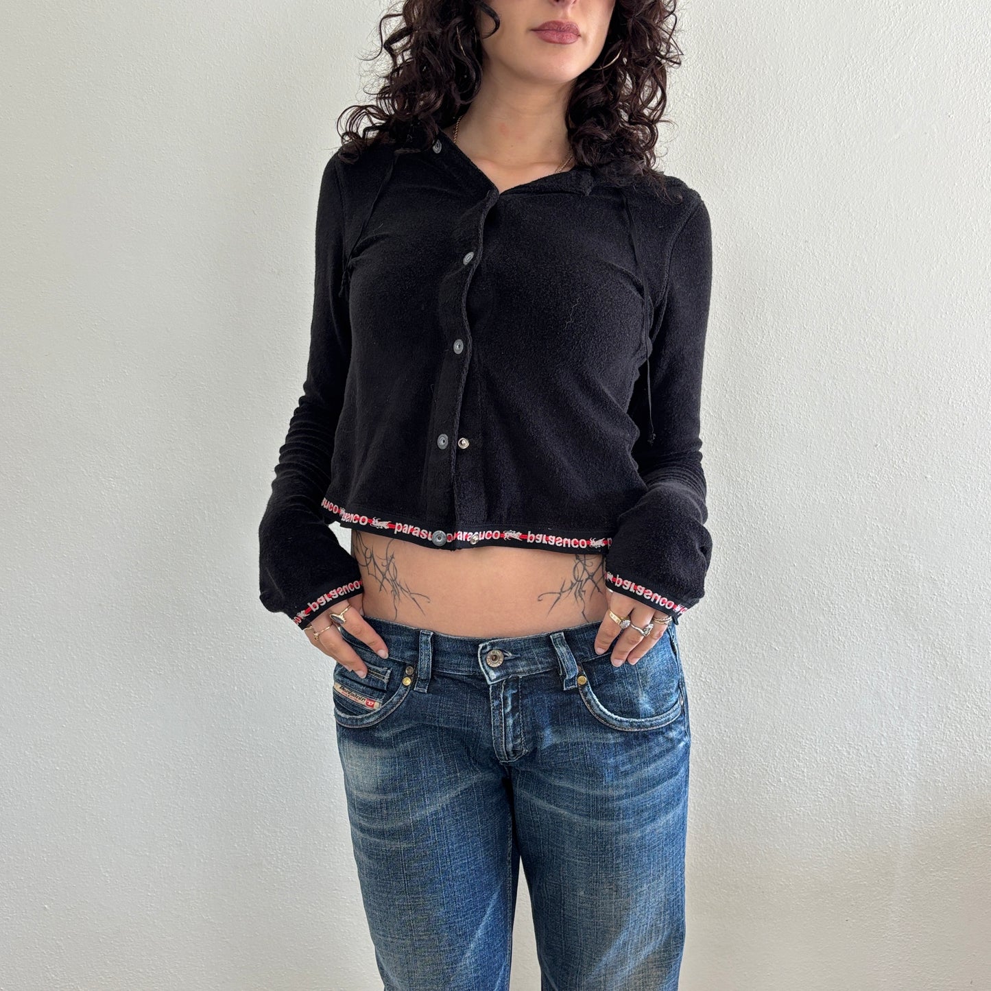Terrycloth black jumper - S