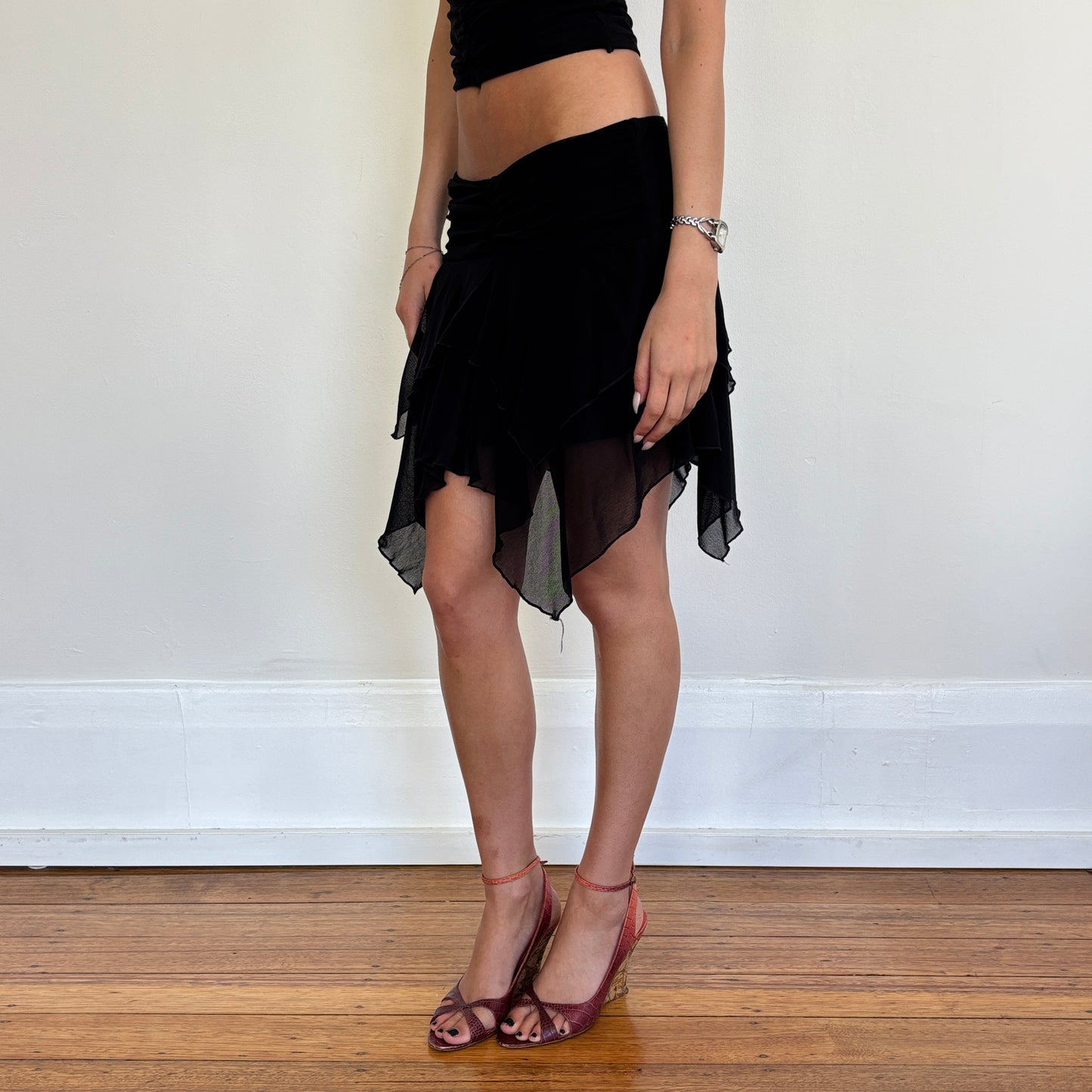 Italian black mesh mini skirt - S