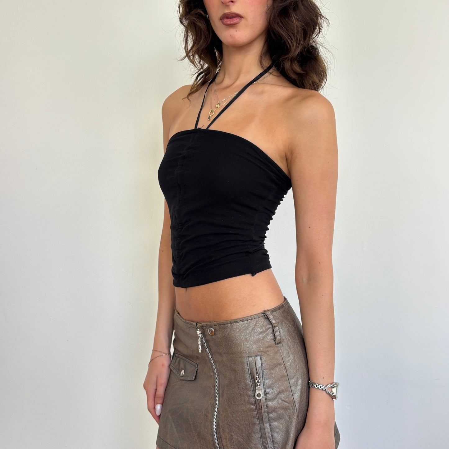 Italian black halter top - XS