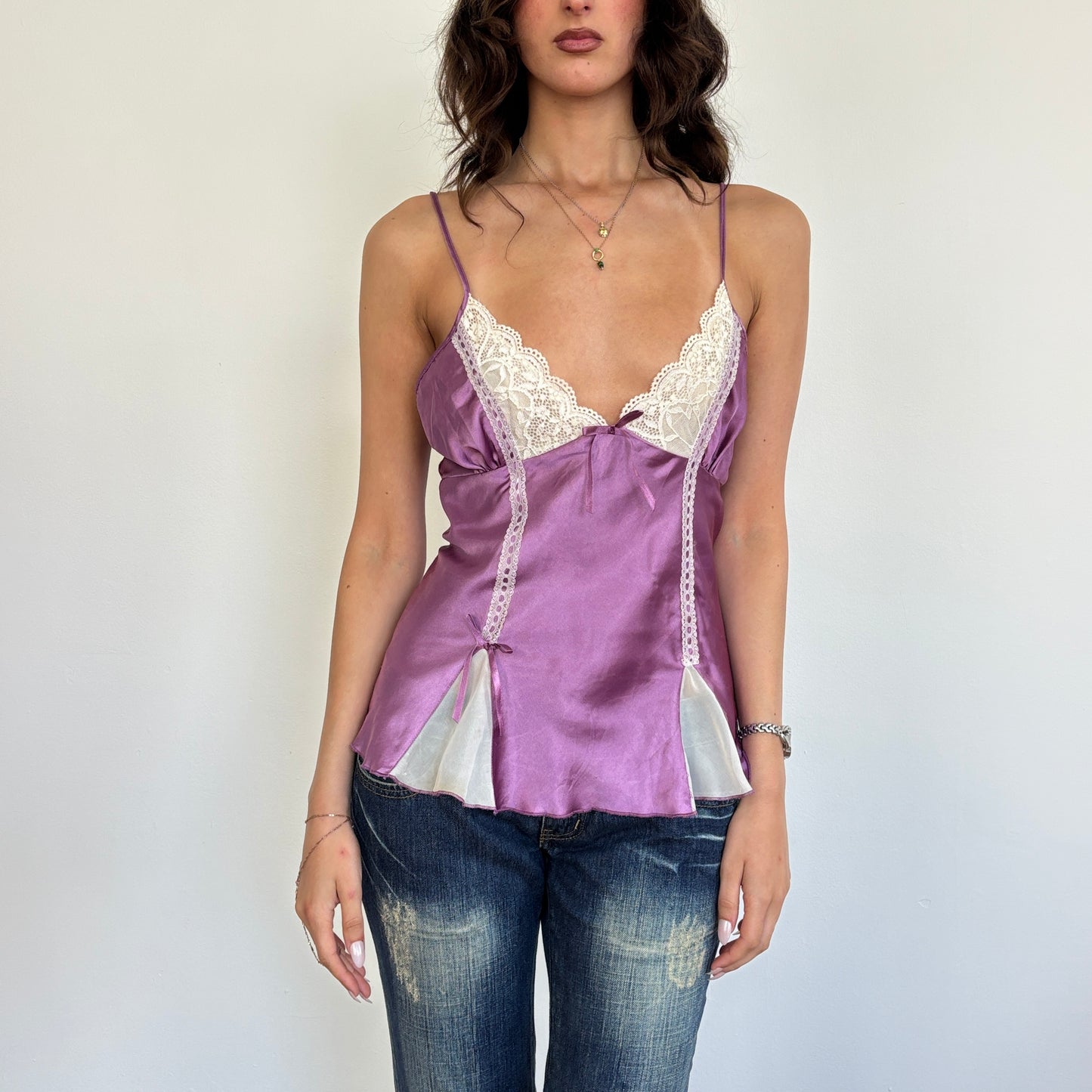 Purple satin cami - M