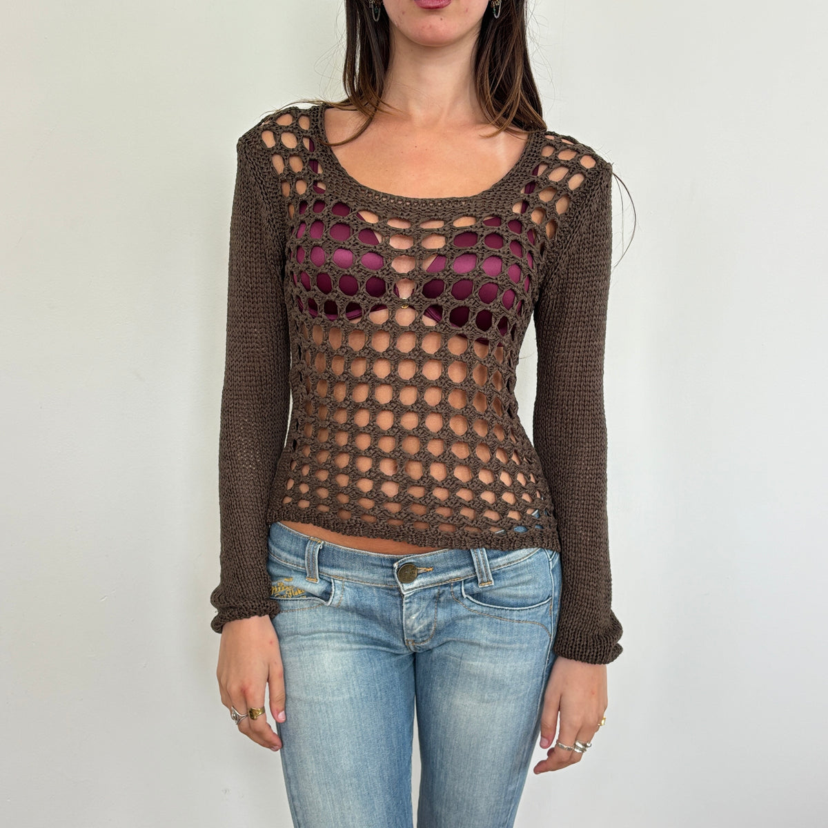 Crochet knit jumper - S