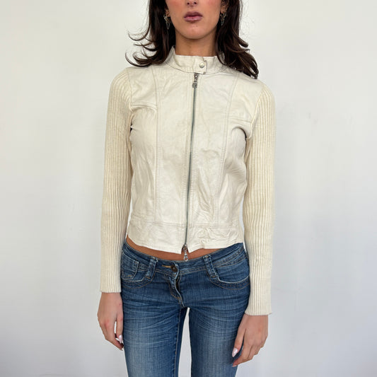 Italian leather detail jumper - S