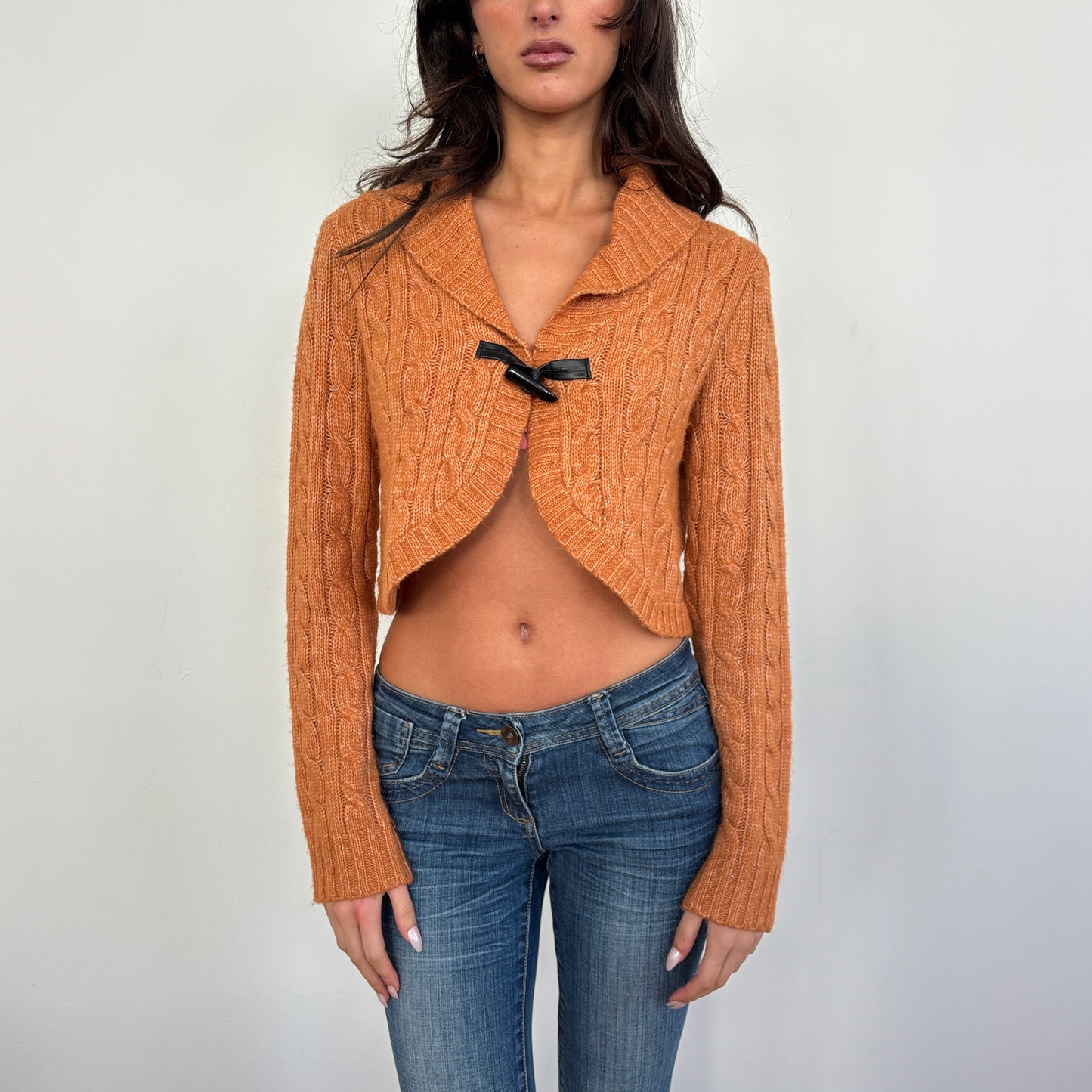 Orange cable knit cardigan - M/L