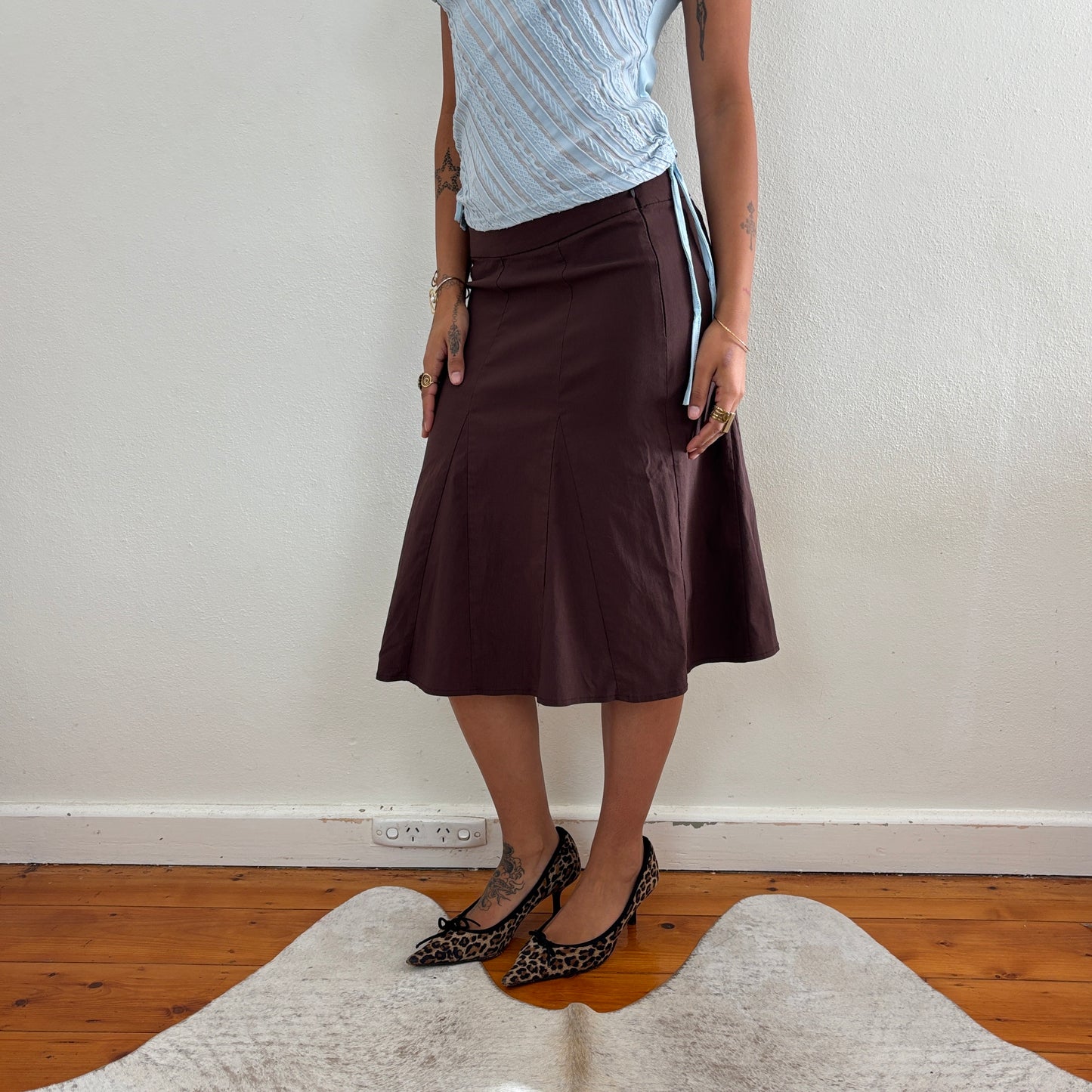 Italian brown midi skirt - XS