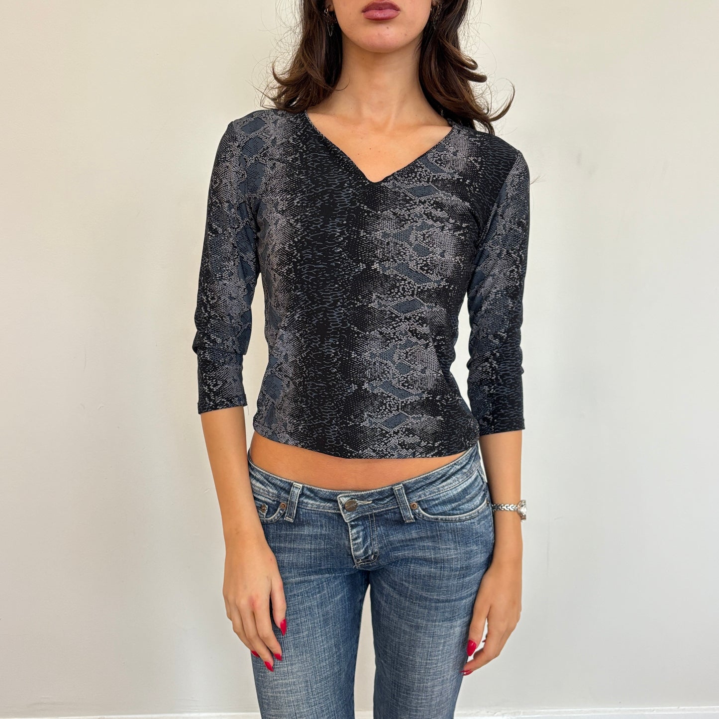 Snake print 3/4 sleeve - S