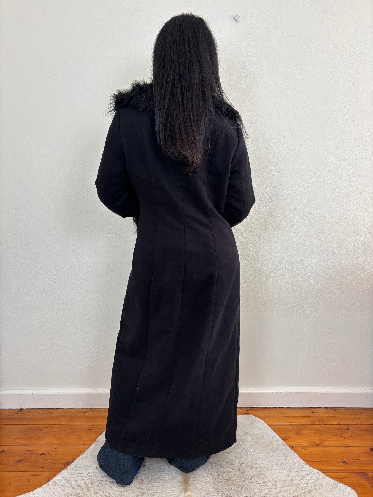 'Motivi' black afghan coat - S/M